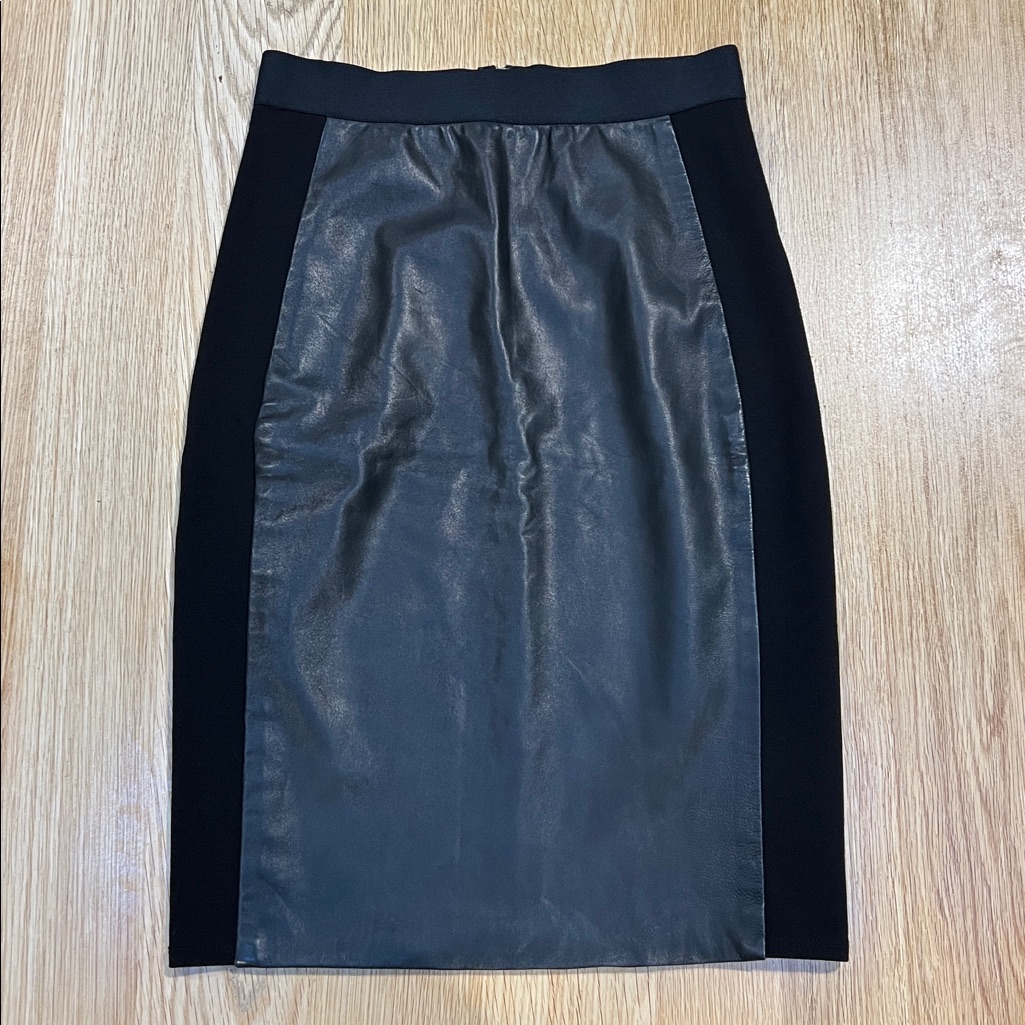Mason By Michelle Mason Lambskin Leather Pencil Skirt Size 4 Luxury Business